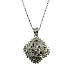 1 Carat Total Weight Diamond Cluster Pendant