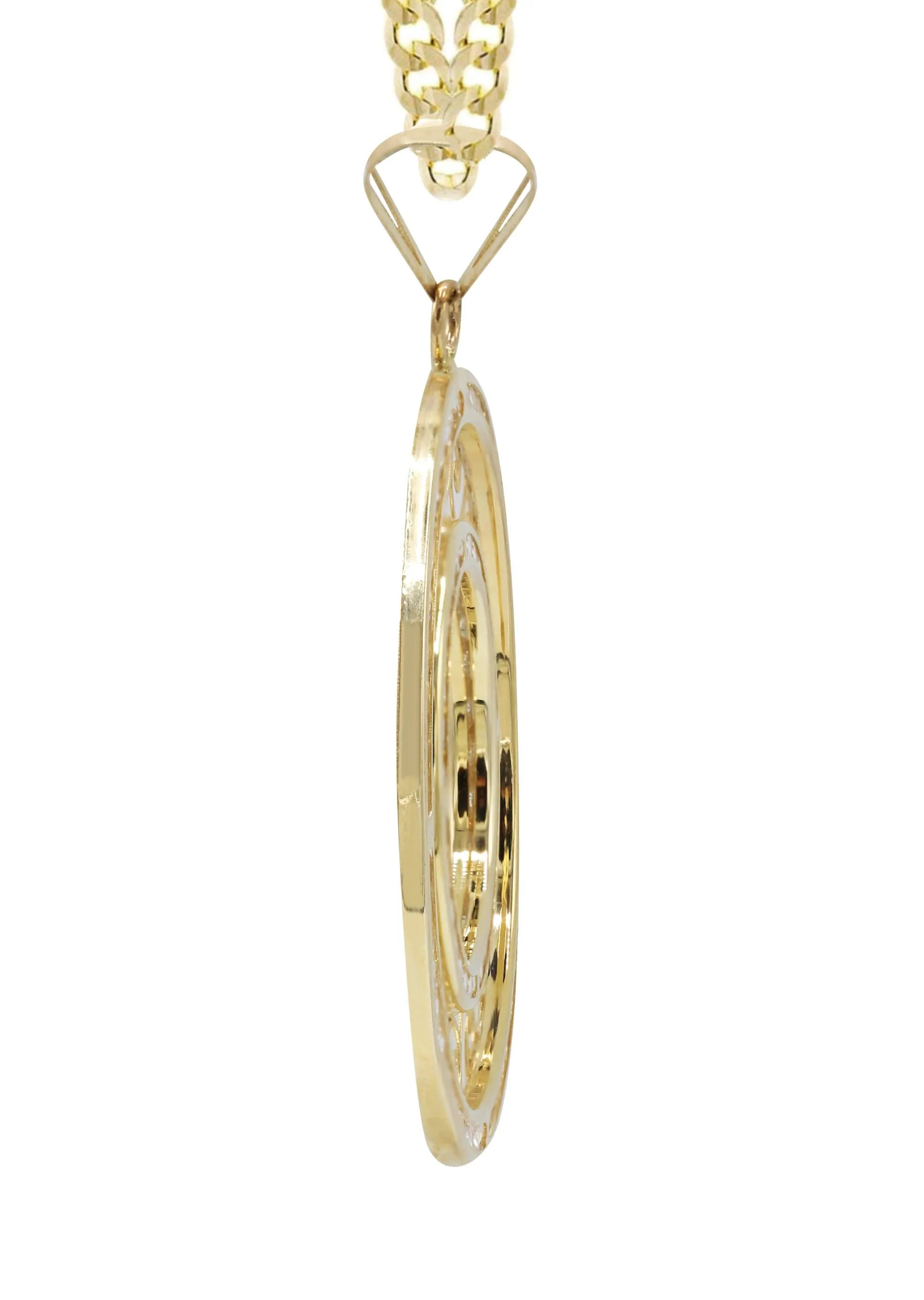 10K Yellow Gold CZ Picture Pendant Necklace | Appx. 15.6 Grams