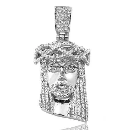 10KW 0.50CTW DIAMOND JESUS PENDANT [SQUARE BAIL]