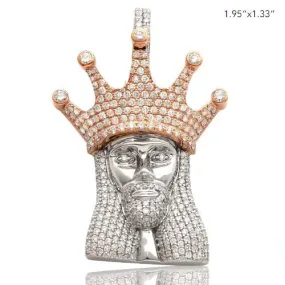 10KW R 4.25CTW DIAMOND KING JESUS PENDANT