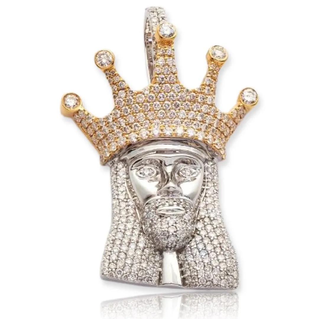 10KW Y 2.00CTW DIAMOND KING JESUS PENDANT