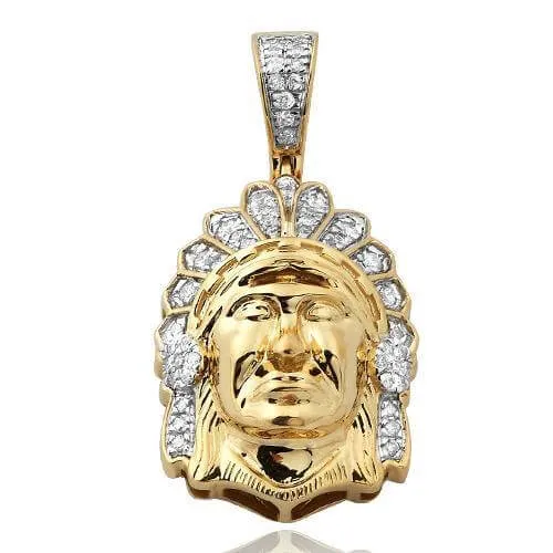 10KY 0.50CTW DIAMOND INDIAN HEAD PENDANT