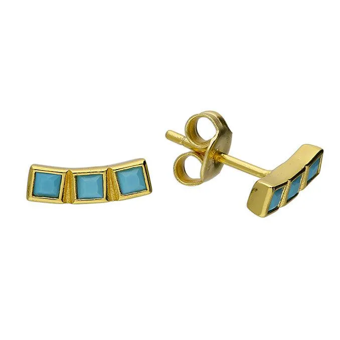 14ct Gold Vermeil and Silver Turquoise Stud Earrings