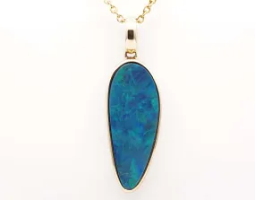 14CT Yellow Gold Doublet Opal Pendant