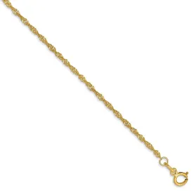 1.4mm, 14k Yellow Gold, Singapore Chain Anklet