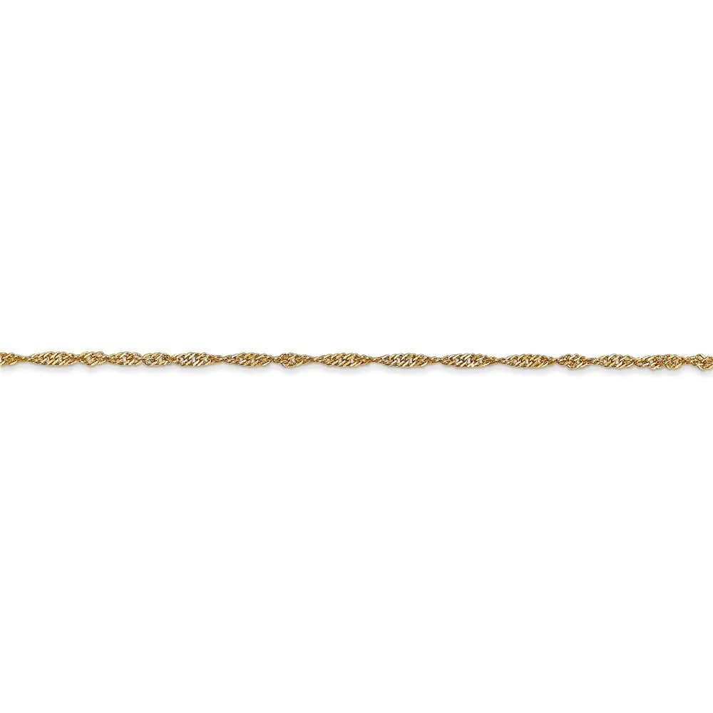 1.4mm, 14k Yellow Gold, Singapore Chain Anklet