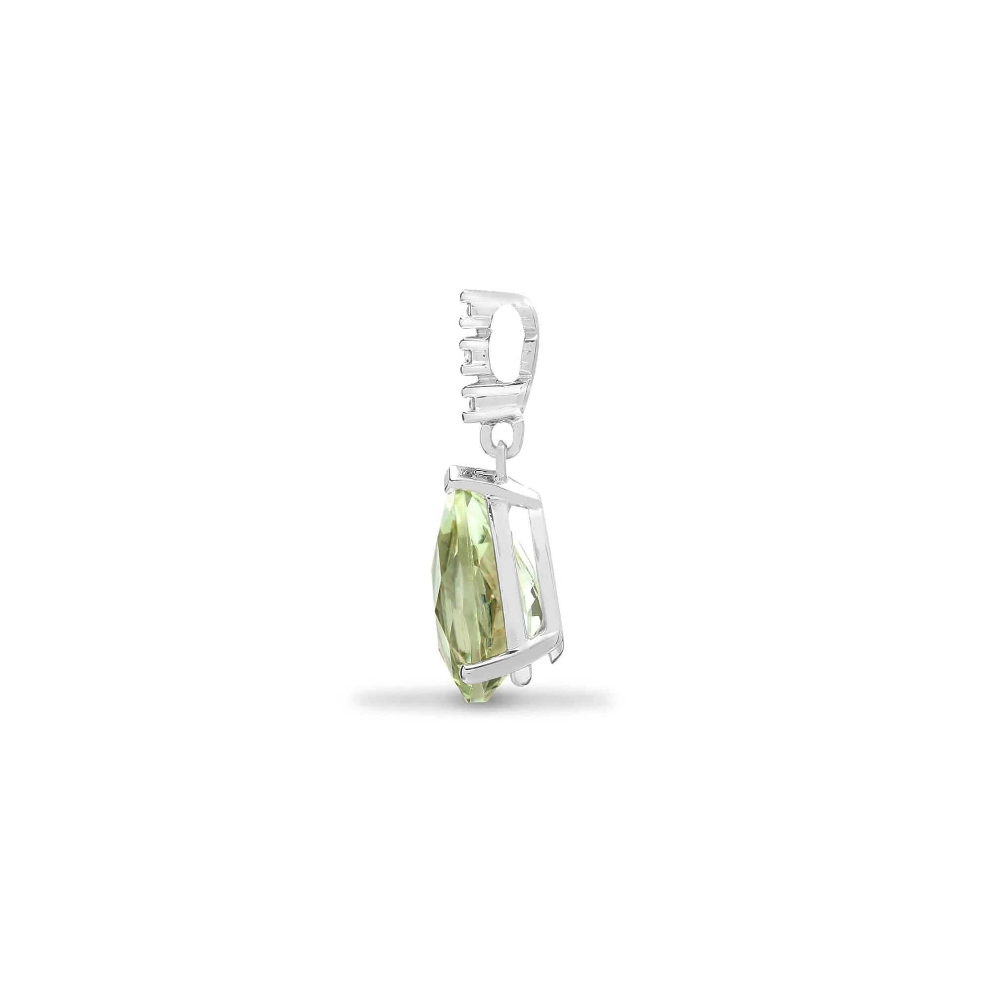 18ct White Gold Diamond And Green Amethyst Pendant