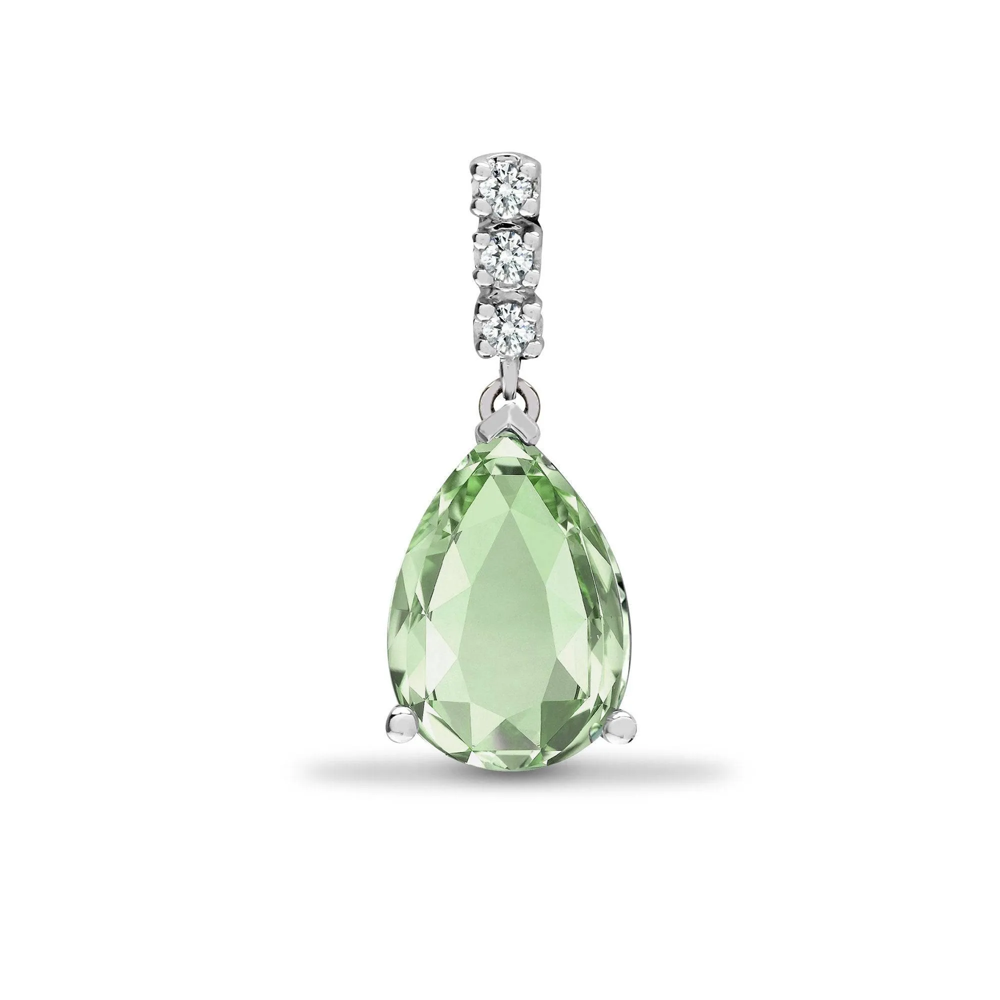 18ct White Gold Diamond And Green Amethyst Pendant