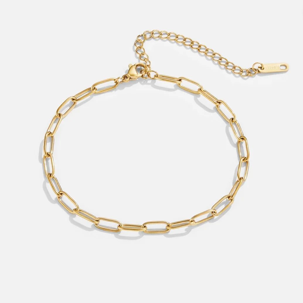 18K Gold Paper Clip Chain Anklet