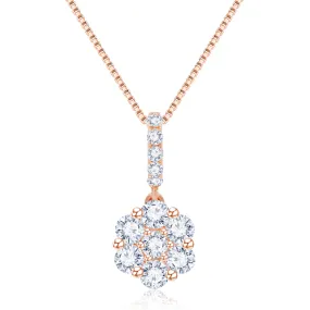 18K Rose Gold Cluster Diamond Pendant