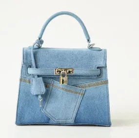 25cm Denim Kelly Bag