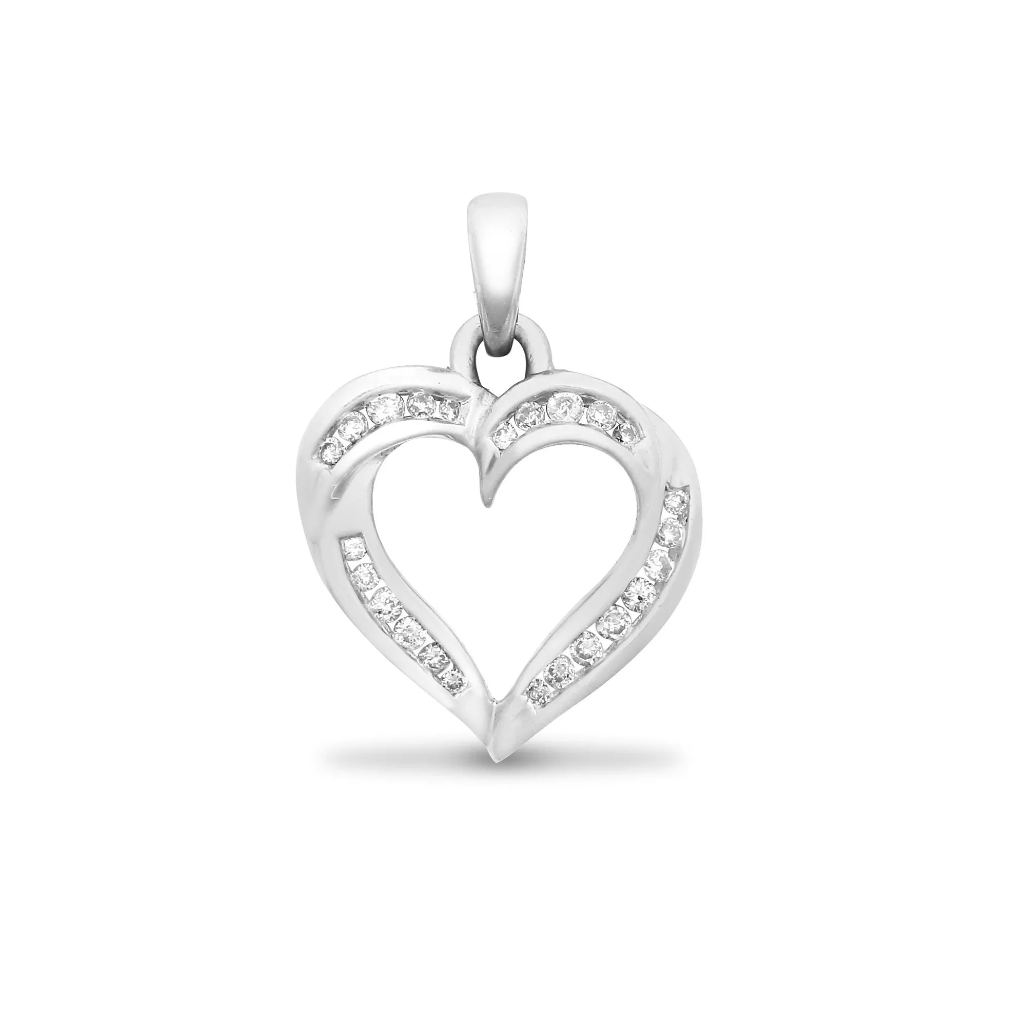 9ct White Gold Diamond Heart