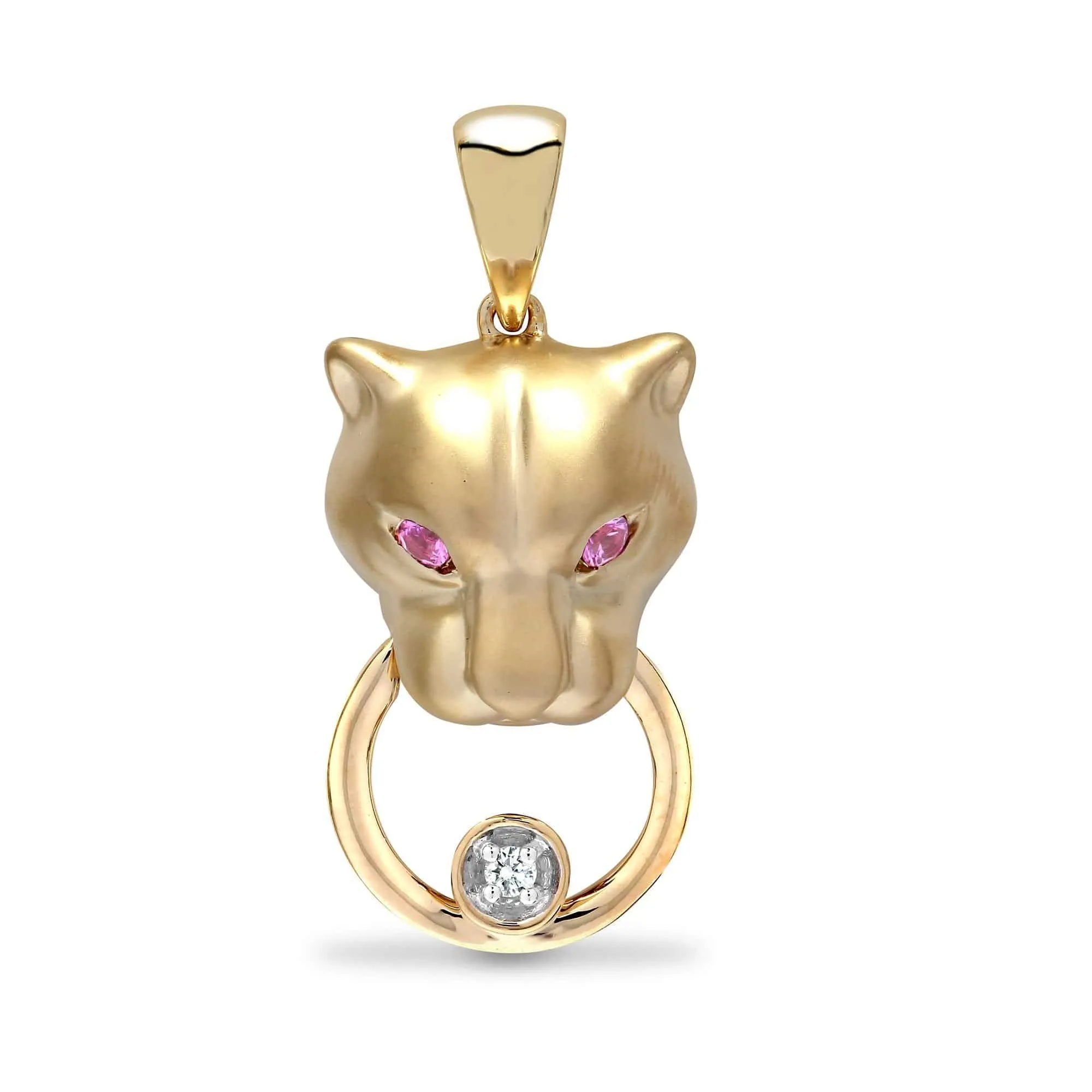 9ct Yellow Diamonds -3pts Pink Saphire -7pts Panther Pendant