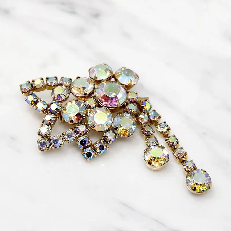 Abstract Nosegay Brooch in AB Rhinestones