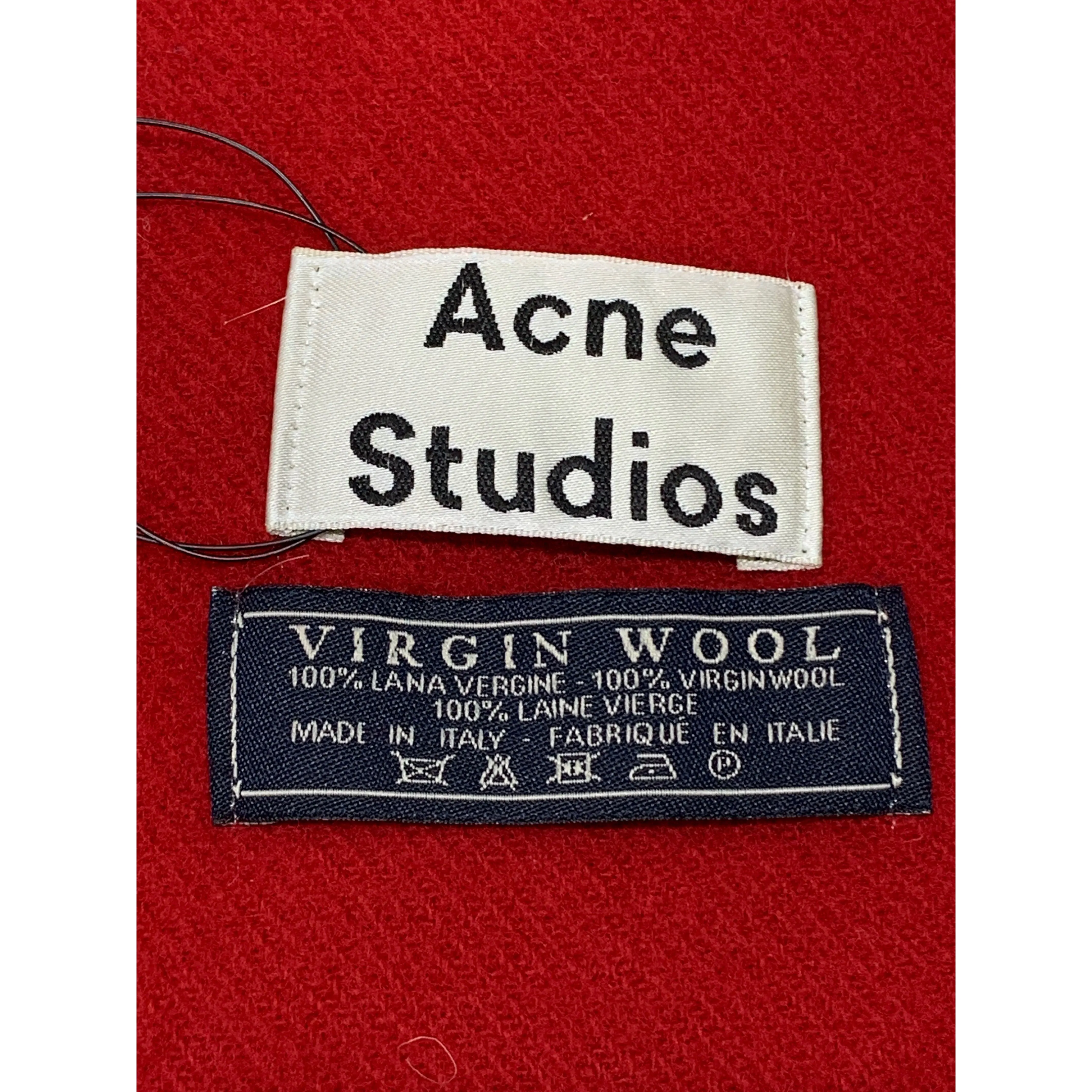 Acne Studios Red Wool Muffler Scarf - Plain Design