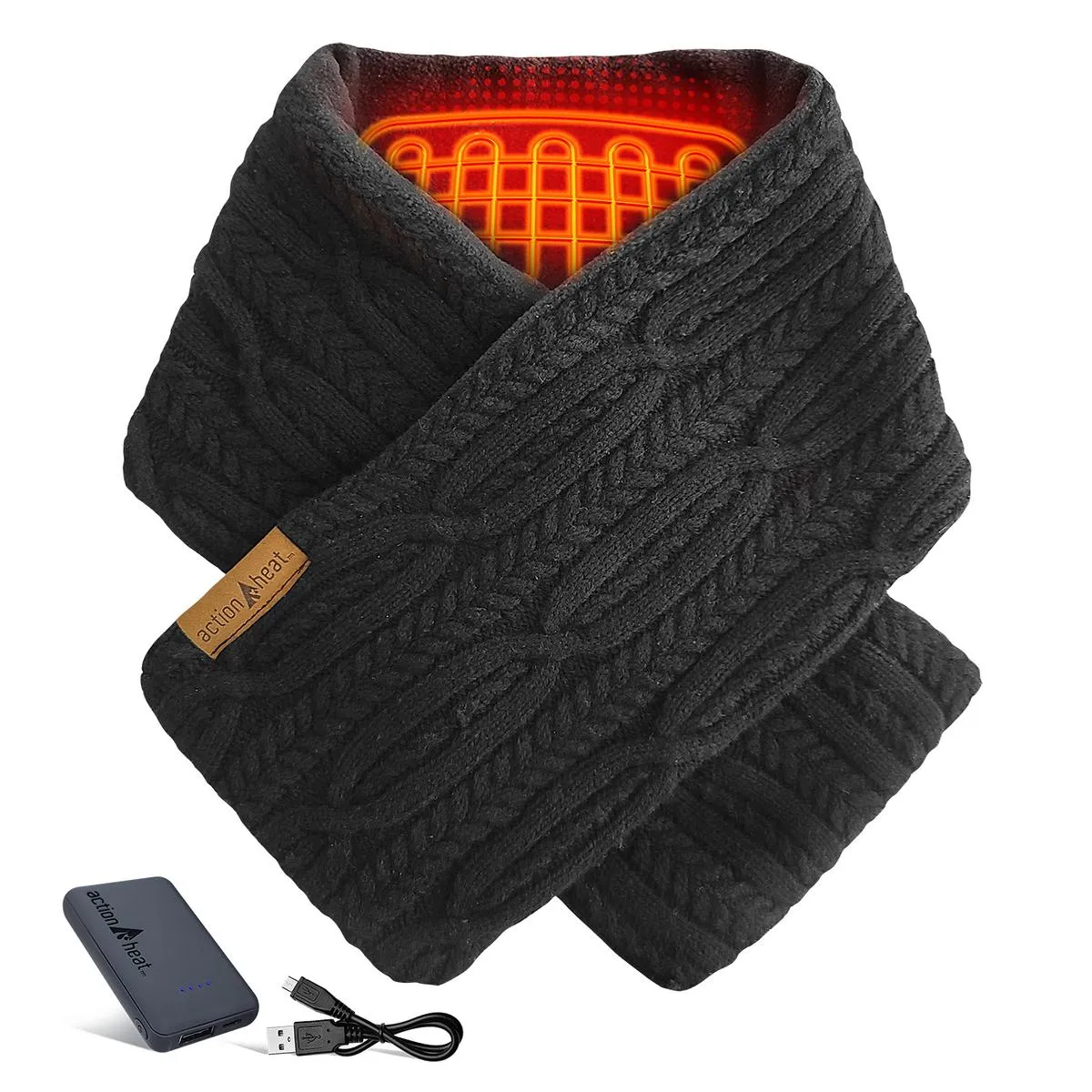 ActionHeat 5V Battery Heated Cable Knit Wrap Scarf