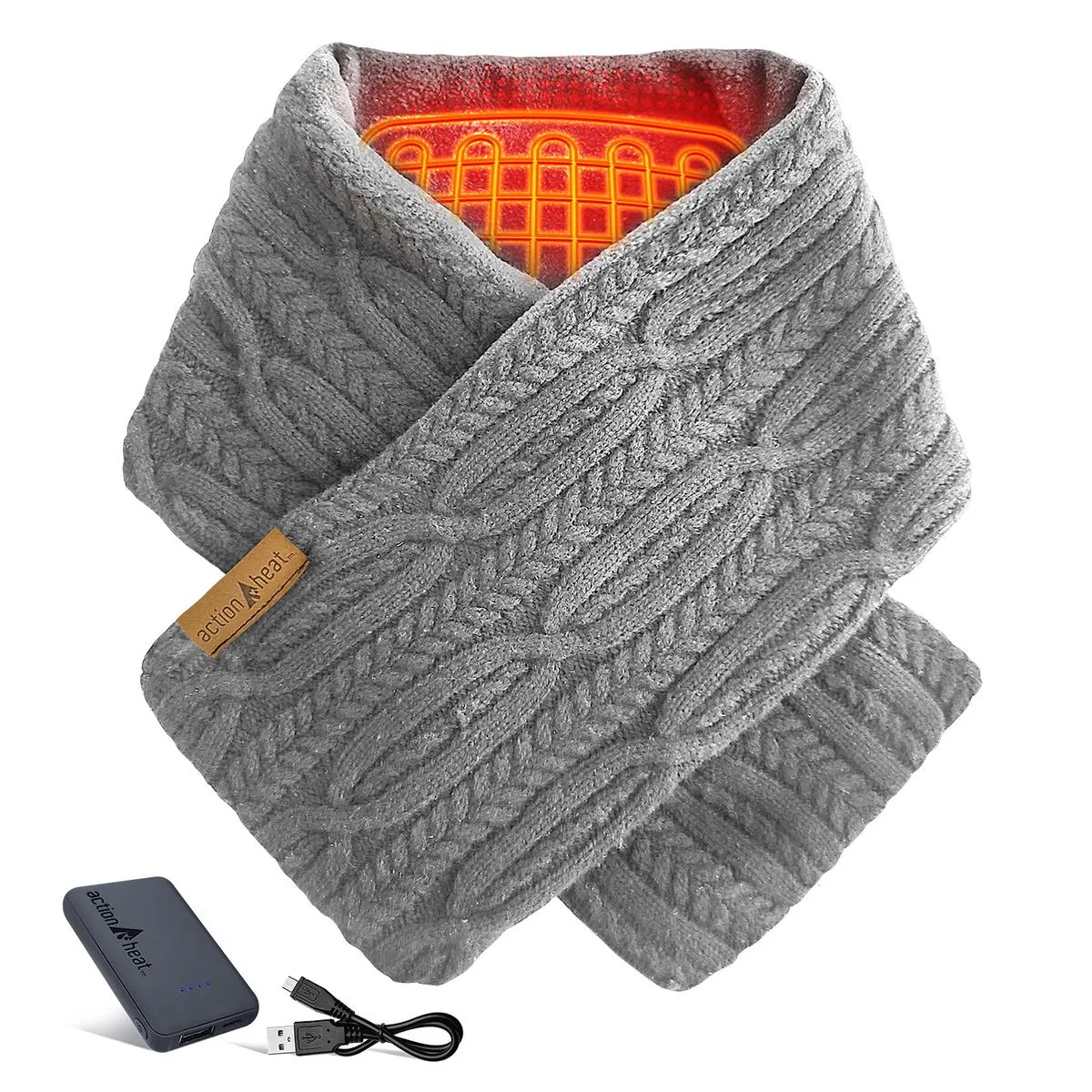 ActionHeat 5V Battery Heated Cable Knit Wrap Scarf