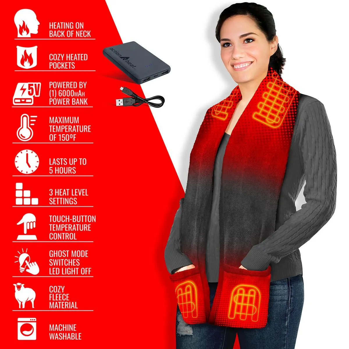 ActionHeat 5V Battery Heated Fleece Scarf