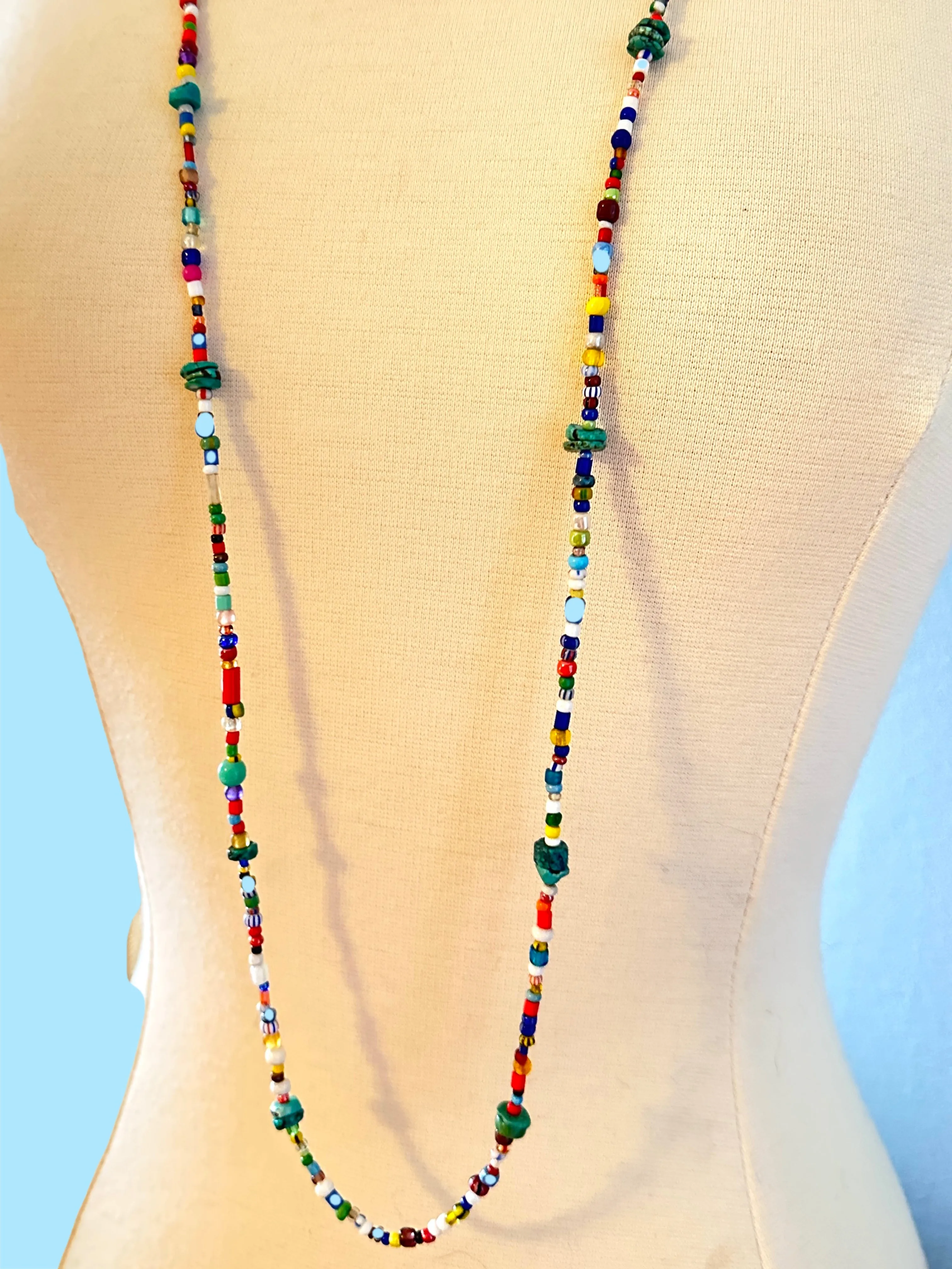 African Glass Bead Christmas Bead Anklet, Bracelet, Necklace