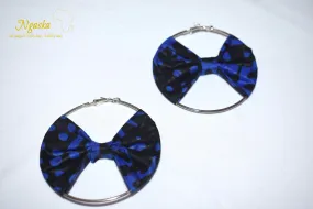 African Print Creole Hoop Earrings, Royal Blue - ER17