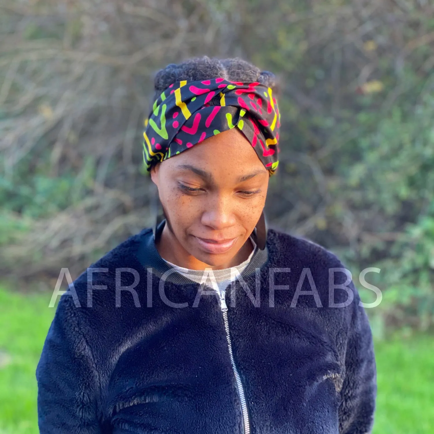 African print Headband - Adults - Hair Accessories - Mud cloth pink green