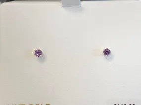 Amethyst Round 14K Yellow Gold Earrings