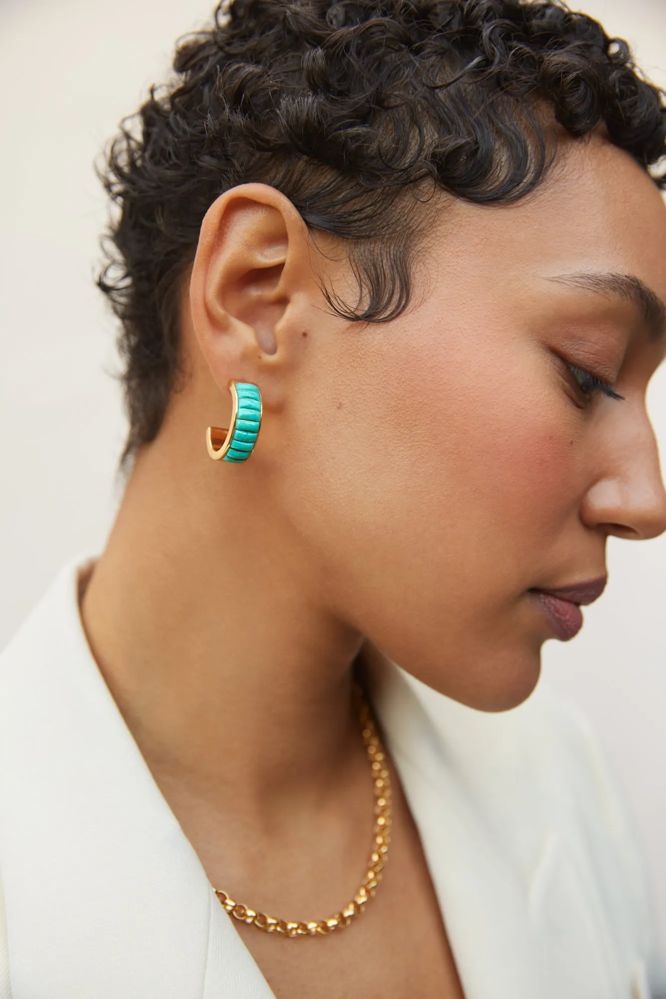 Anna Beck Rectangular Turquoise Multi-Stone Hoop Earrings