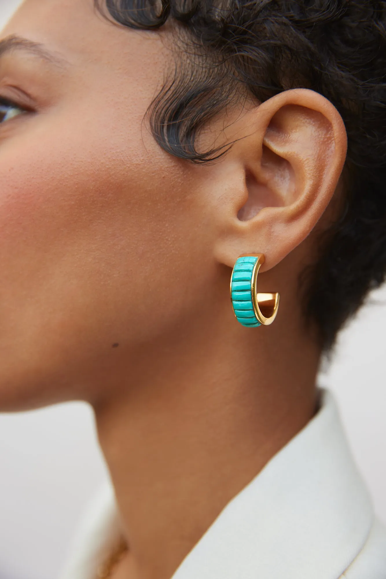 Anna Beck Rectangular Turquoise Multi-Stone Hoop Earrings