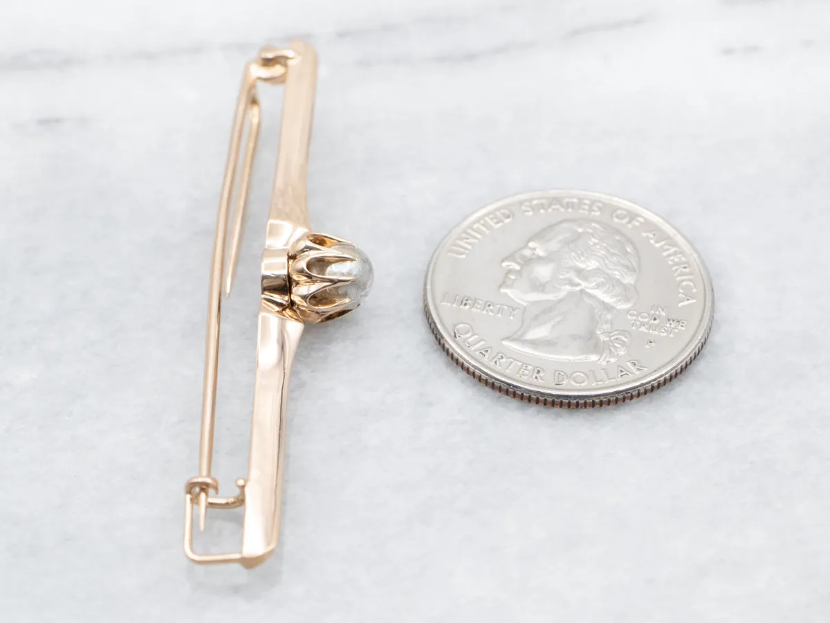 Antique Glass Pearl Bar Pin