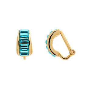 Aqua Baguette Crystal Clip Earrings