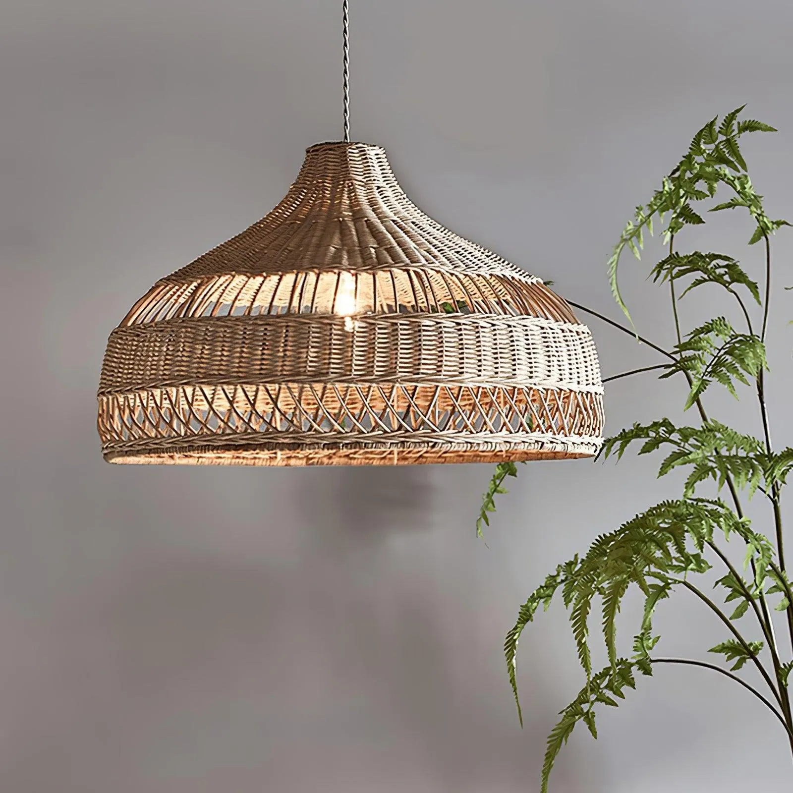 Artisanal Rattan Dome Pendant Lamp