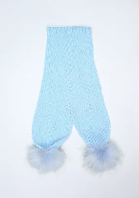 Baby Blue Double Pom Pom Scarf