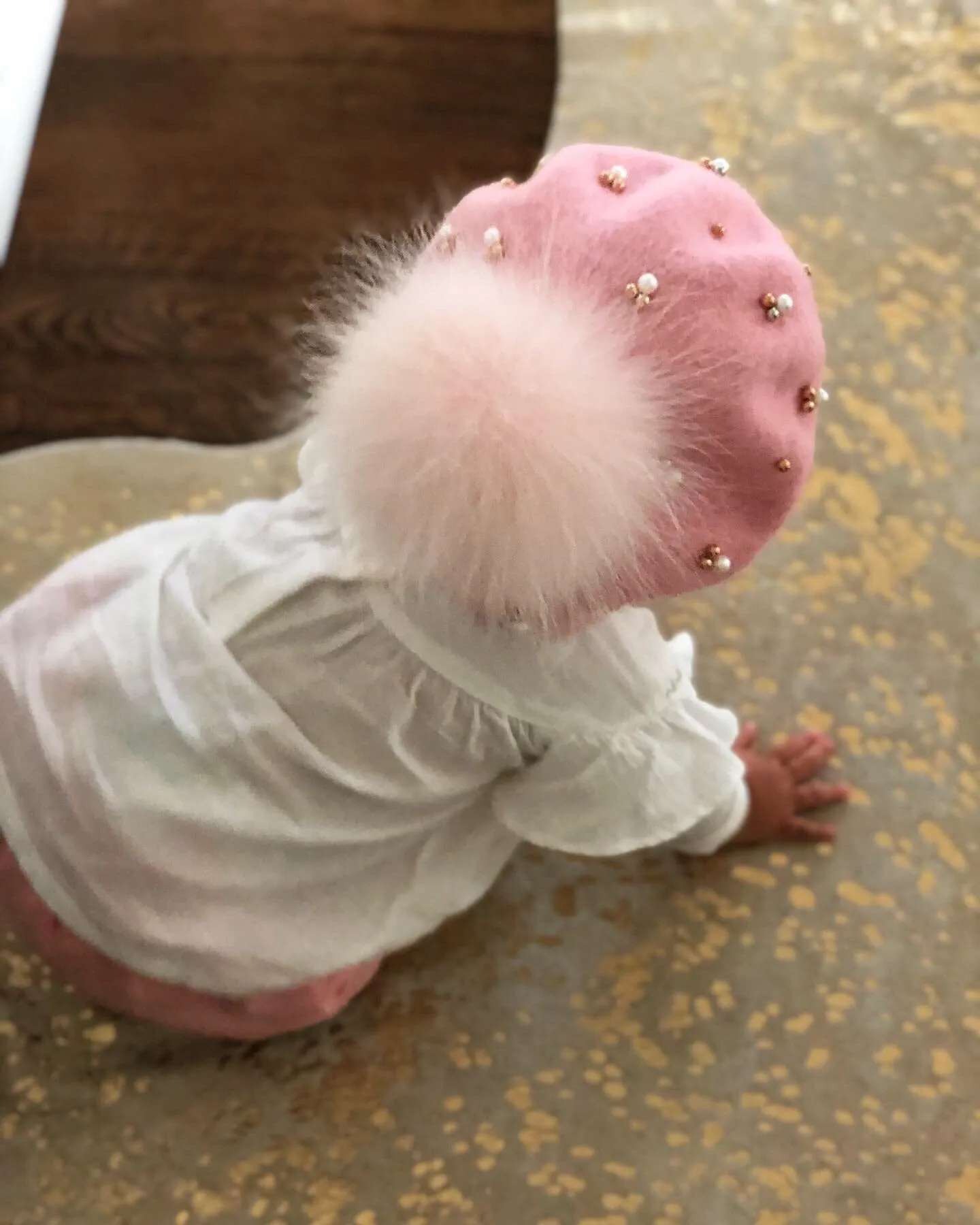 Baby Wool Beret with Pearls