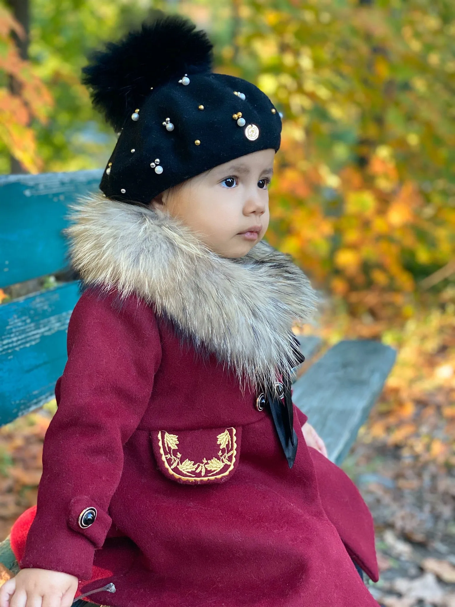 Baby Wool Beret with Pearls