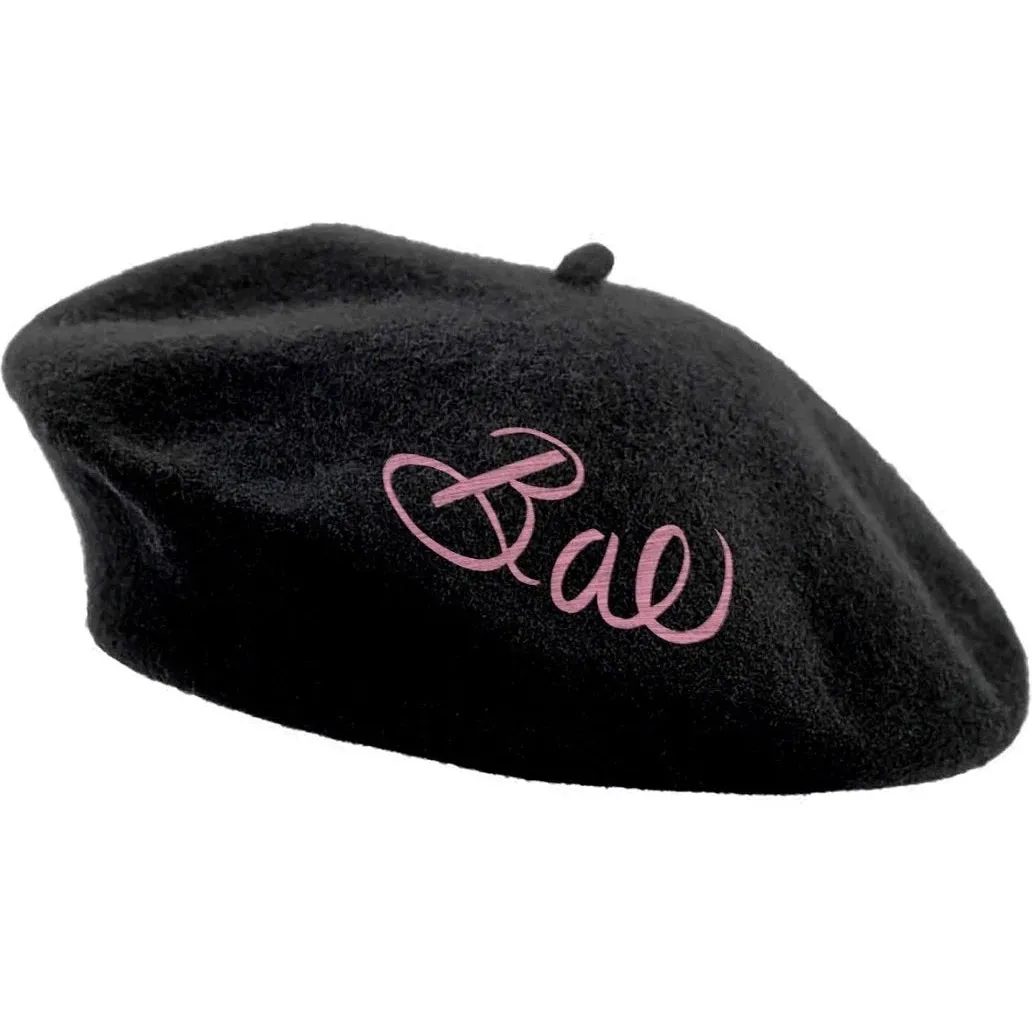 Bae Embroidered Beret in Black