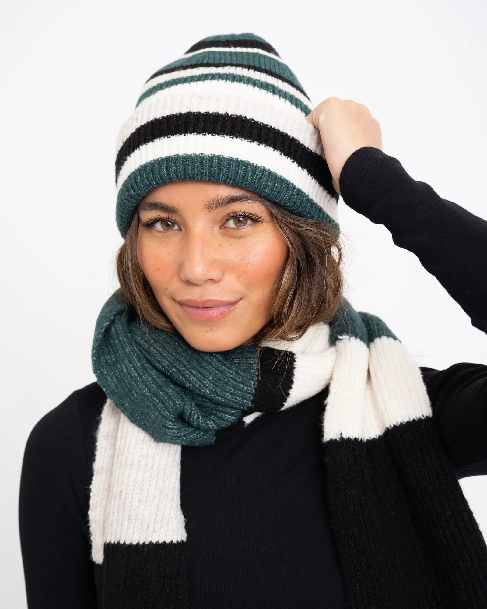 Beanie Stripe Dark Green