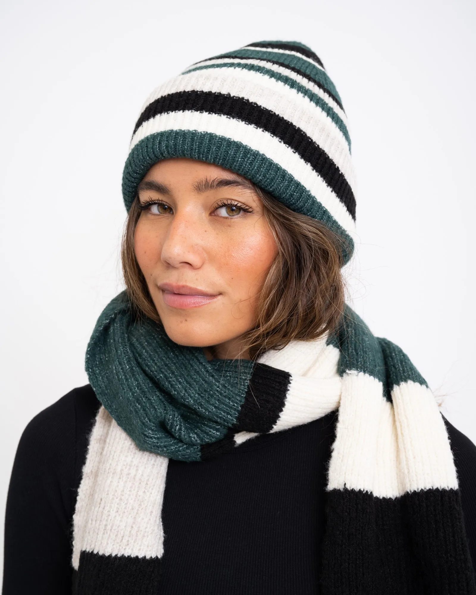 Beanie Stripe Dark Green