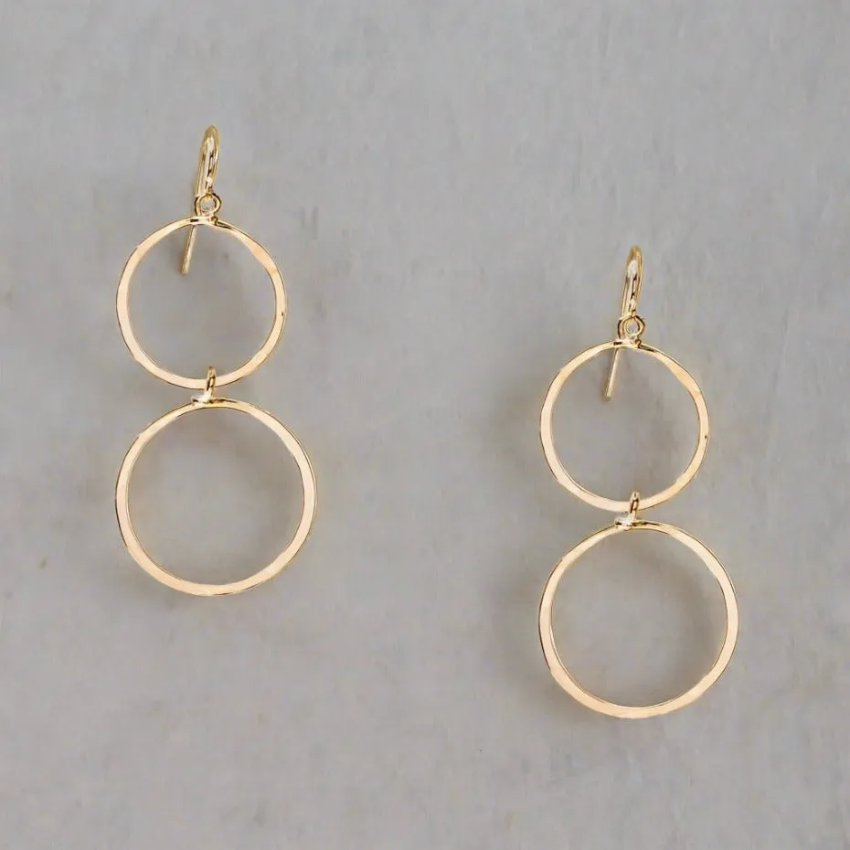 Bella Gold Double Circle Drop Earrings