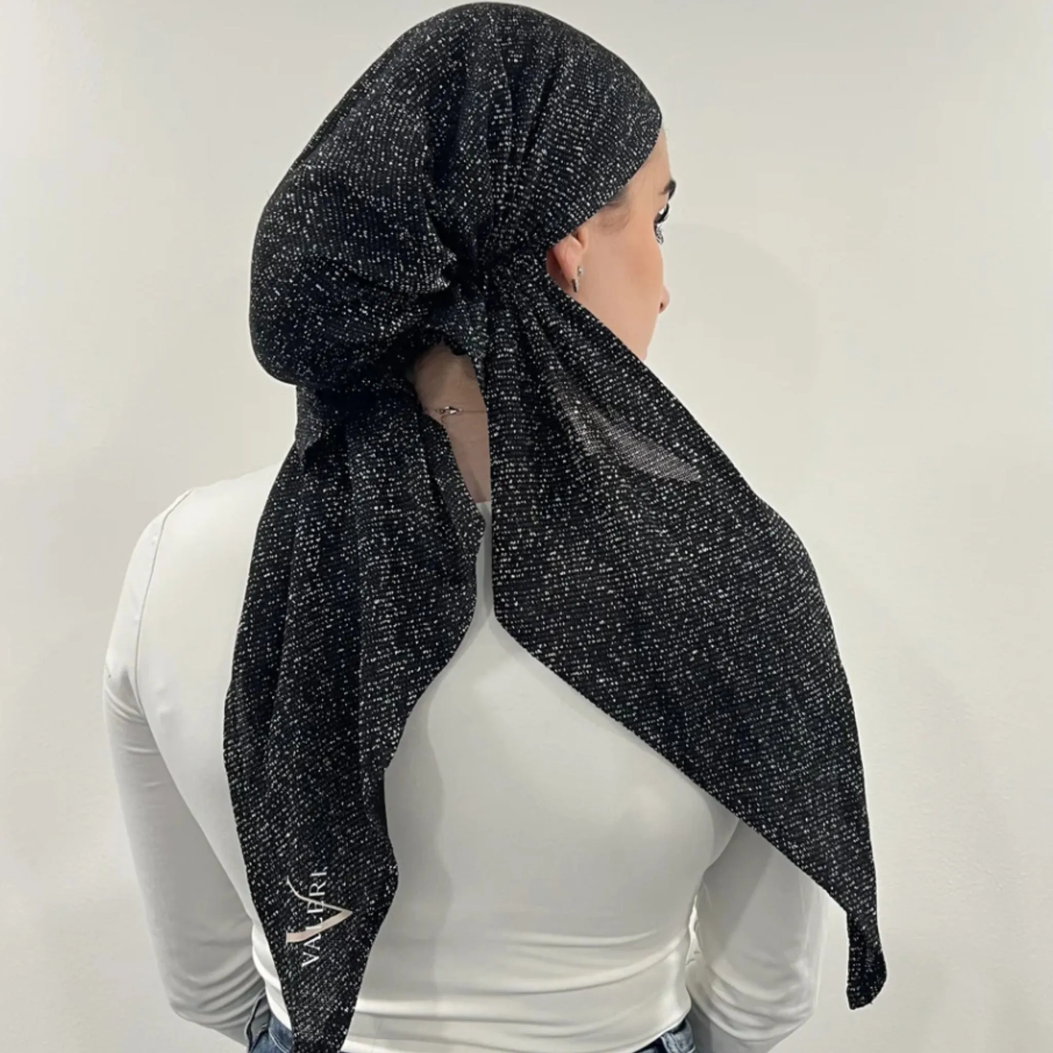 Black Sparkle Pretied Headscarf by Valeri