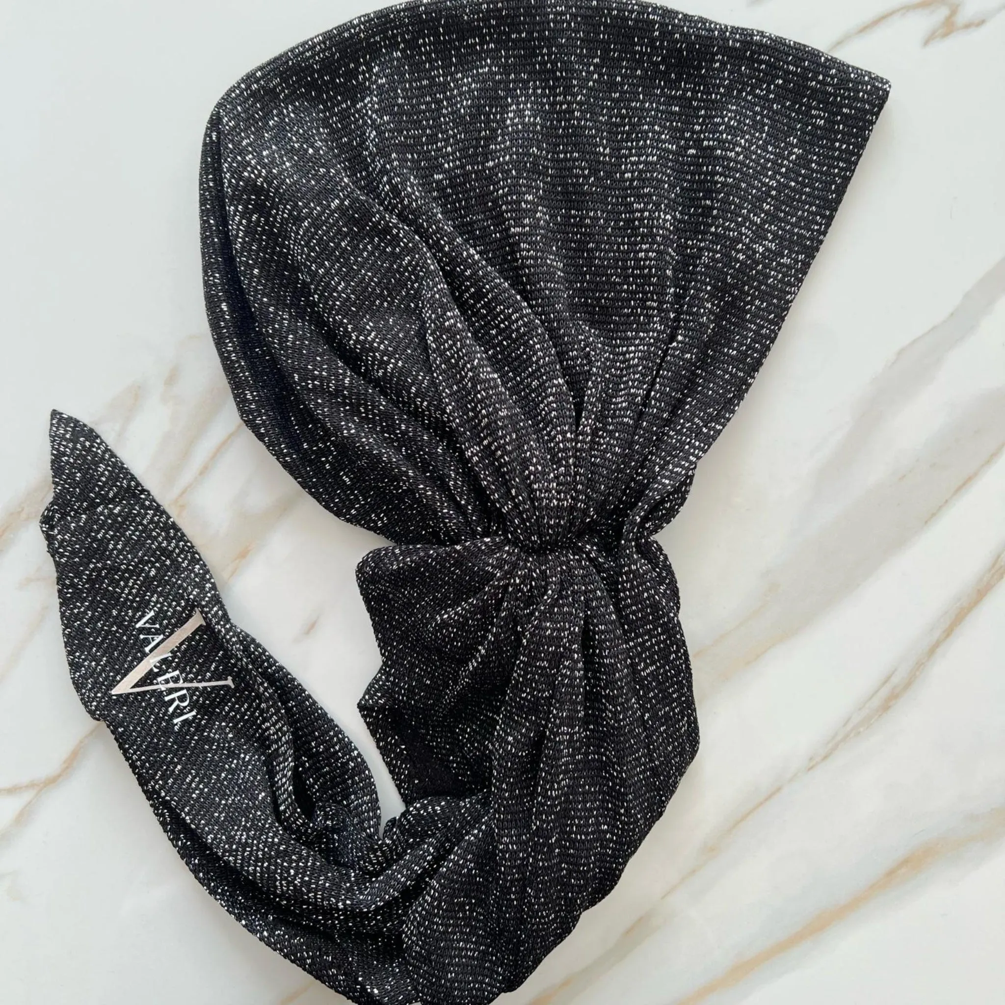 Black Sparkle Pretied Headscarf by Valeri