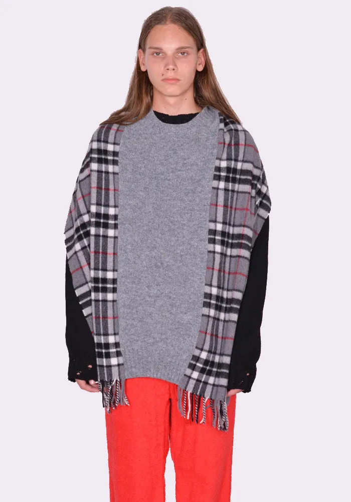 BLESS N°75 VA195 PLOP HAR PONCHO GREY/GREY CHECK