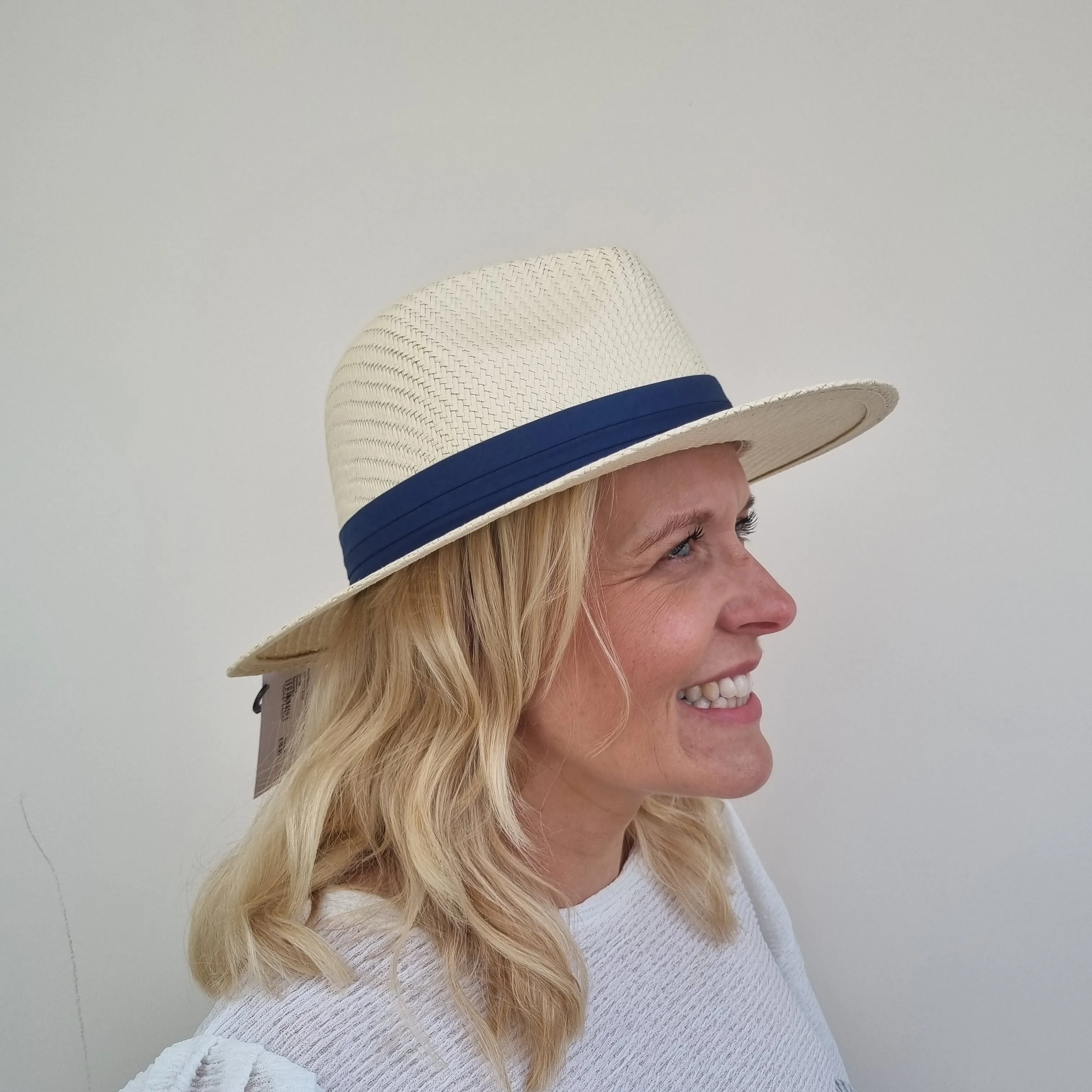 Boardmans Panama Straw Hat with Navy Band