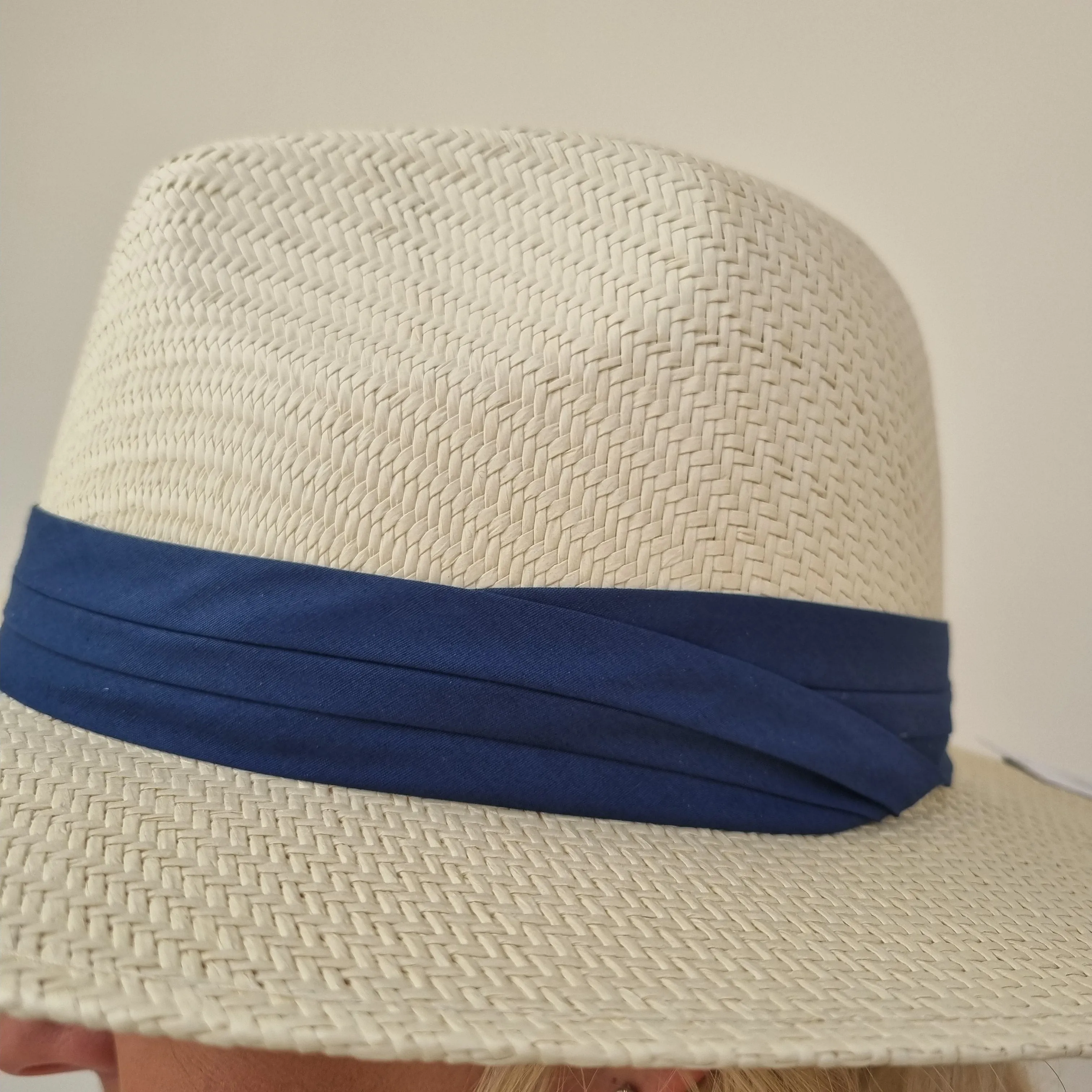 Boardmans Panama Straw Hat with Navy Band