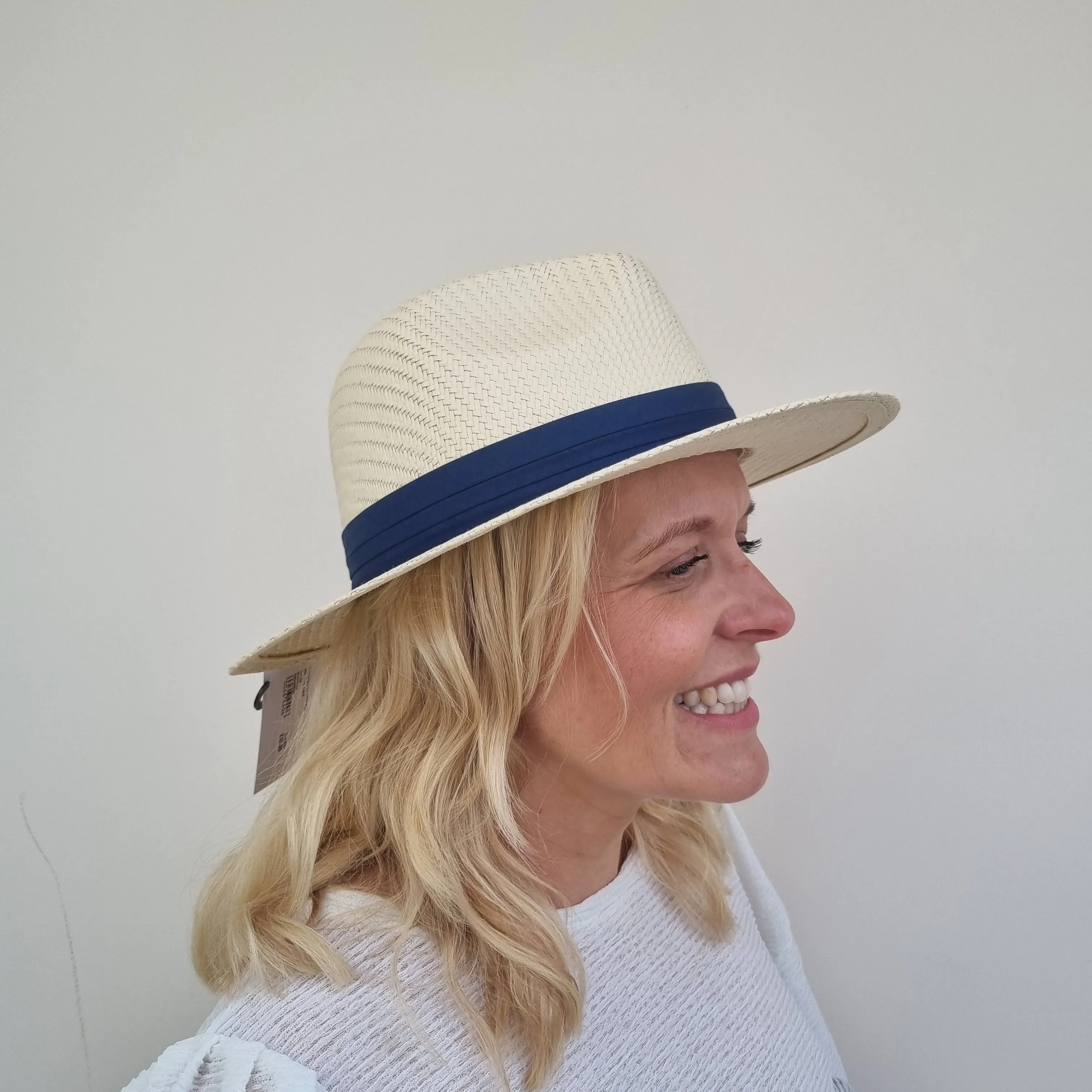 Boardmans Panama Straw Hat with Navy Band