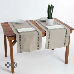 Bon Appetit 100% Organic Linen Table Runner (Handmade)