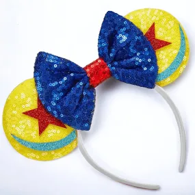 Brand New Toy Story Inspired Mouse Ears Headband with Blue Sequin Bow