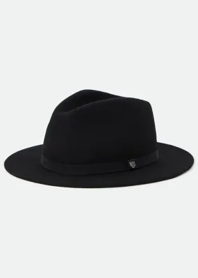 Brixton Messer Packable Fedora Hoed Zwart