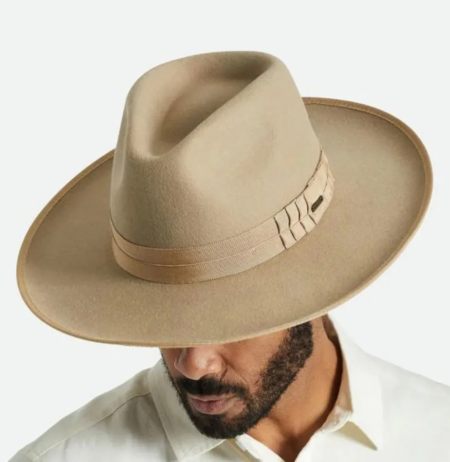 Brixton - Reno Fedora - Wool Felt - 2 Colours: Moss - S or Sand - XS