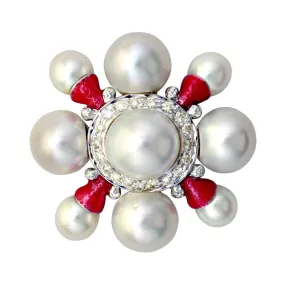 Brooch-South Sea Pearl and Diamond (Enamel)  (77JS)