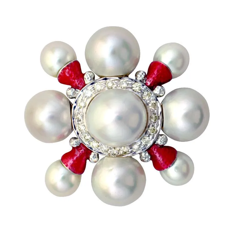 Brooch-South Sea Pearl and Diamond (Enamel)  (77JS)